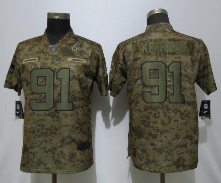 Women Washington Red Skins #91 Kerrigan Nike Camo Salute to Service Limited NFL Jersey->women nfl jersey->Women Jersey